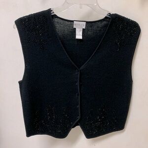 New Vintage Women’s Size M Black Sweater/ Vest With Beads